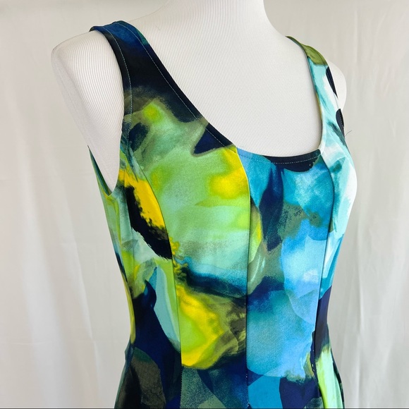 NWT! Glamour Green/Blue/Yellow Maxi Dress Sz 6P - Picture 6 of 10